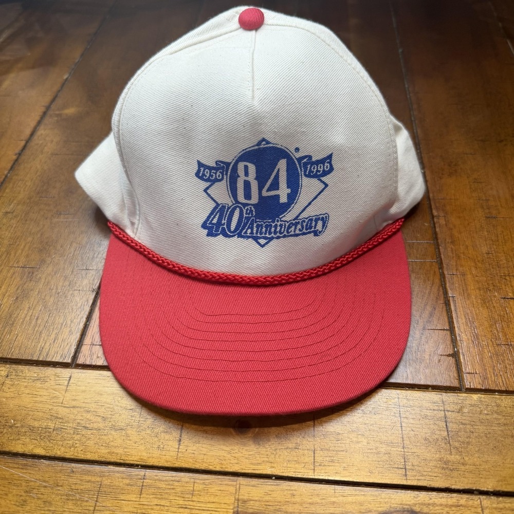 Vintage 84 40th Anniversary Hat Cap Snap Back Red‎ White Rope Mohr's Mens 90s